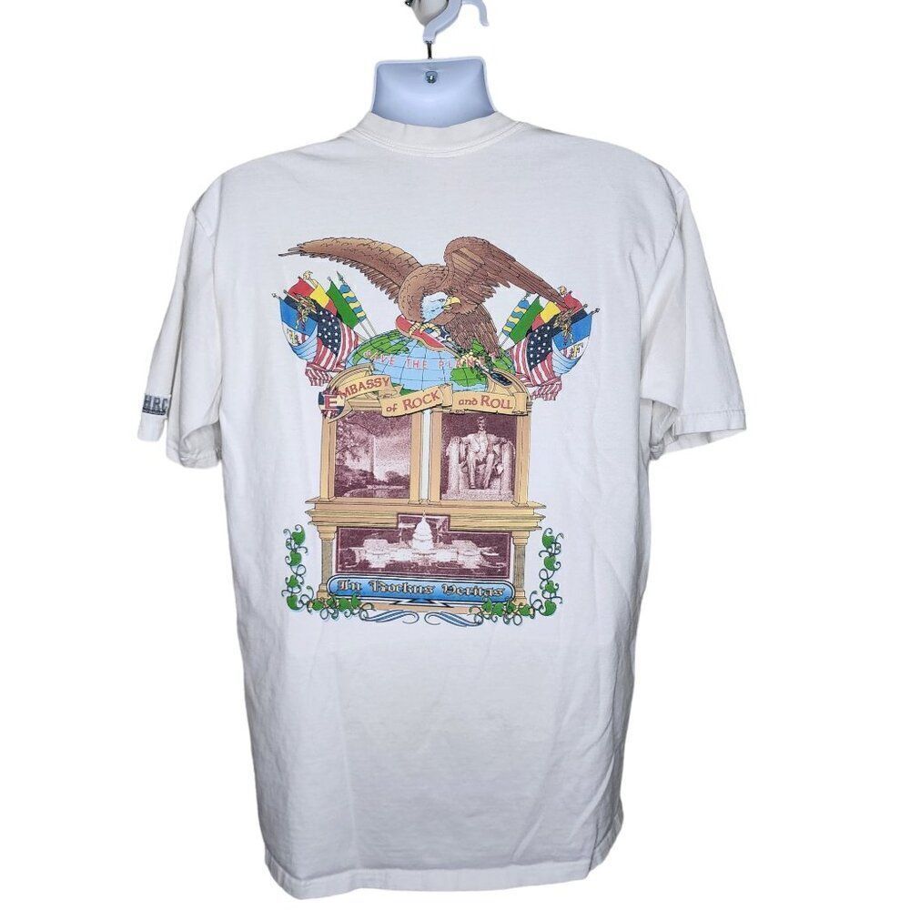 Vintage 80s Hard Rock Cafe Washington Save the Planet Mens Size XL White